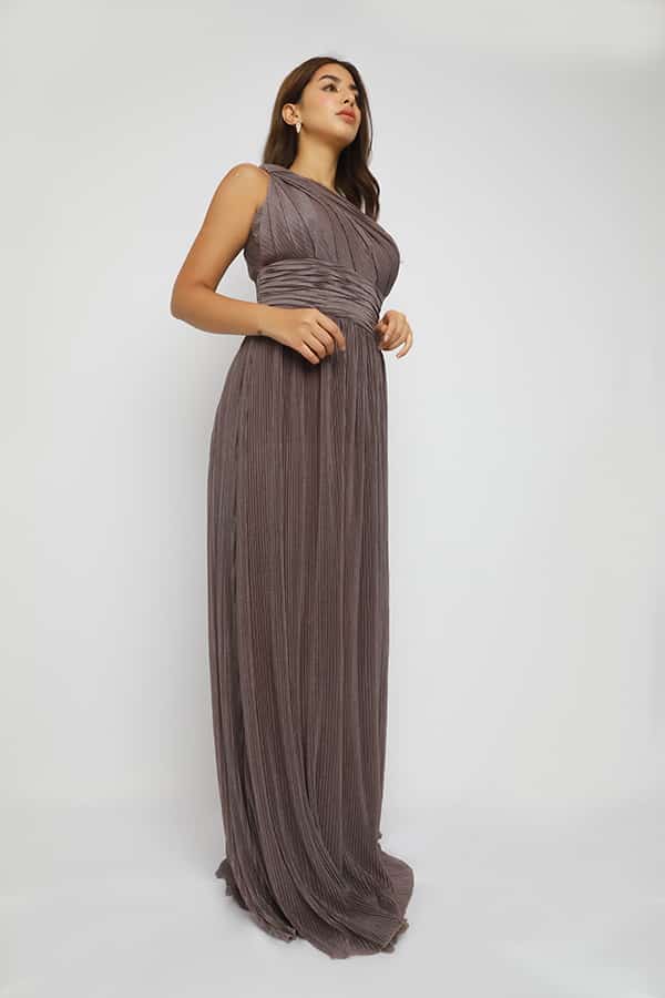 فستان ناعم بكتف واحد فستان ناعم طويل