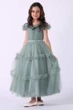 ⁦فستان بناتي سهرة بأكمام اوف شولدر⁩ - الصورة ⁦2⁩