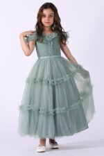 ⁦فستان بناتي سهرة بأكمام اوف شولدر⁩ - الصورة ⁦3⁩