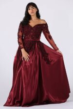 فستان سهرة طويل عودي