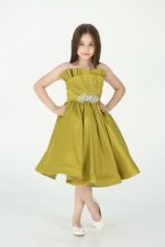 فستان بناتي بكرستال فضي