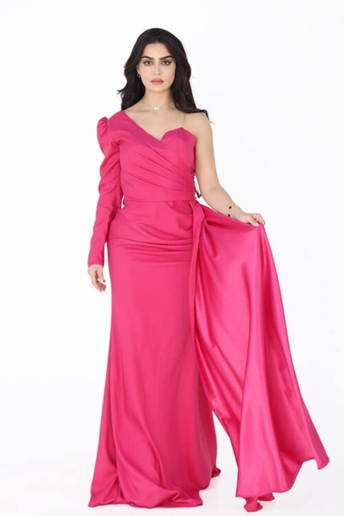 فستان سهرة فوشي كم واحد