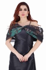 فستان سهرة بأكمام اوف شولدر لمعة