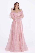 فستان سهرة باكمام شفافه