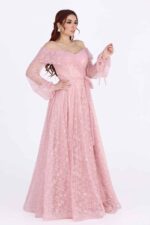 فستان سهرة باكمام شفافه