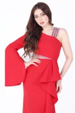 فستان ناعم احمر روماني