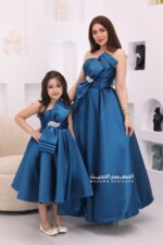 فستان سهرة بناتي بفيونكة بالصدر