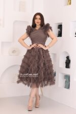 فستان قصير تل طبقات فخمة