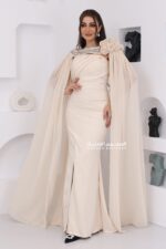 فستان سهرة بأكمام منديل فخمة
