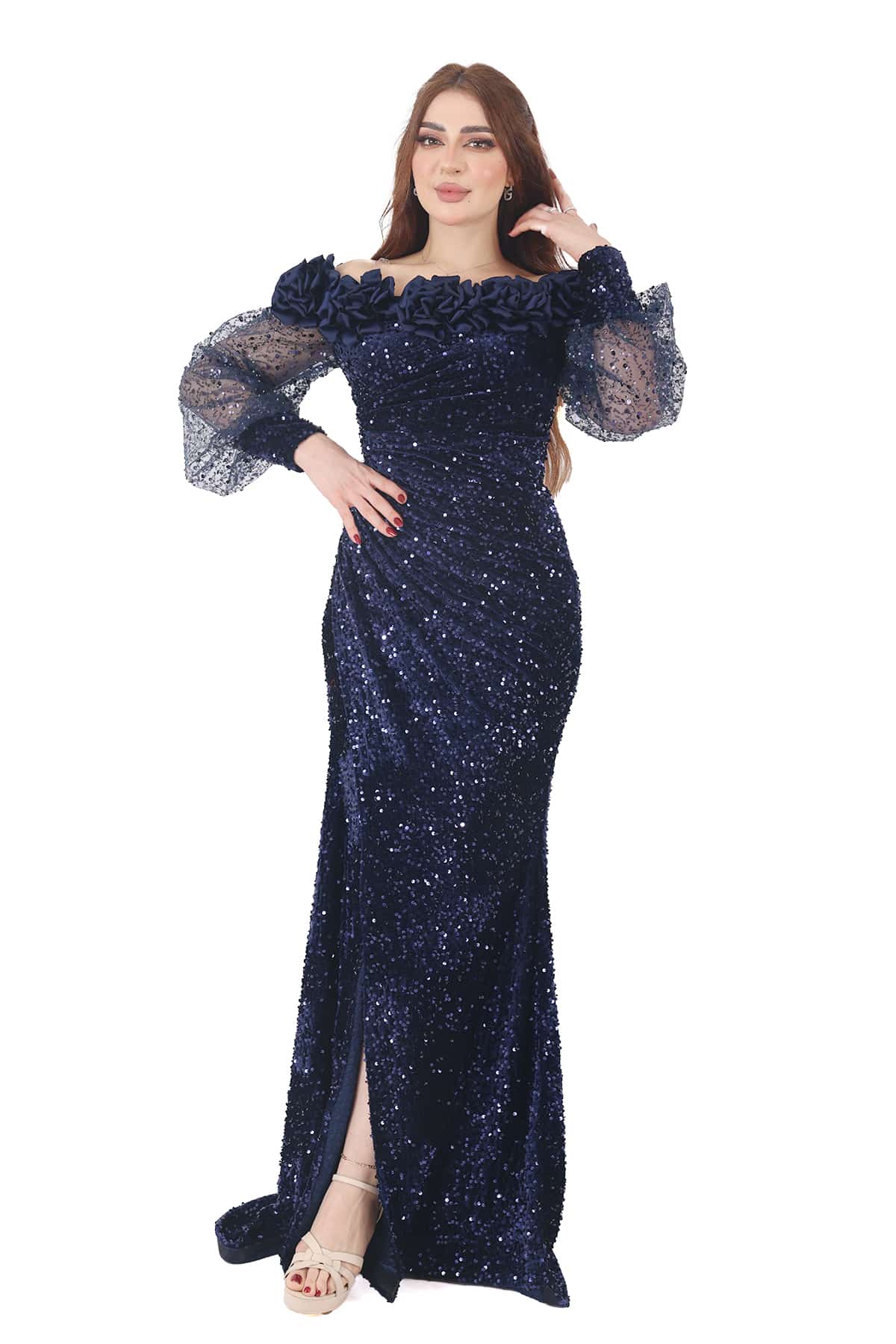 فساتين سهرة كم شفاف