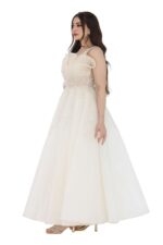 ⁦فستان سهره بيج مطرز منفوش⁩ - الصورة ⁦2⁩