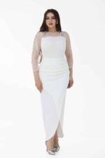 فستان مناسبات بتطريز يدوي فخم 