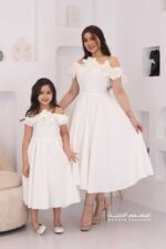 ⁦فستان ميدي ناعم مزين بورد⁩ - الصورة ⁦4⁩