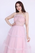 ⁦فستان سهره وردي من خامة التل⁩ - الصورة ⁦3⁩