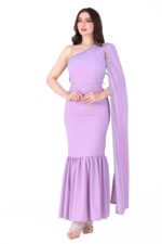 ⁦فستان ناعم بكم واحد مفتوح⁩ - الصورة ⁦5⁩