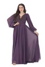 ⁦فستان سهرة تطريز كم طويل⁩ - الصورة ⁦2⁩