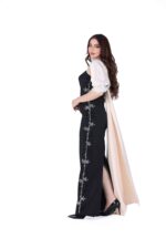 ⁦فستان سهرة بيج مع أسود⁩ - الصورة ⁦2⁩