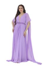 ⁦فستان سهرة راقي بأكمام شال⁩ - الصورة ⁦3⁩