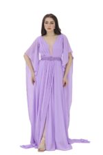 ⁦فستان سهرة راقي بأكمام شال⁩ - الصورة ⁦2⁩