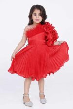 ⁦فستان احمر بناتي بريش⁩ - الصورة ⁦3⁩