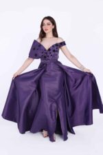 فستان سهرة بتنورة مزدوجة