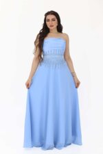 ⁦فستان سماوي كلاسكي انيق بتطريز⁩ - الصورة ⁦2⁩