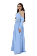 ⁦فستان سماوي كلاسكي انيق بتطريز⁩ - الصورة ⁦3⁩