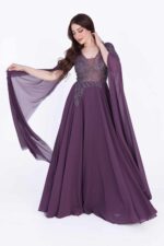 ⁦فستان سهرة بأكمام منديل⁩ - الصورة ⁦3⁩