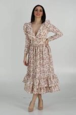 ⁦فستان ميدي مشجر⁩ - الصورة ⁦3⁩