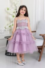 فستان بناتي طبقات تل