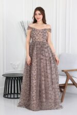 ⁦فستان سهرة فخم مطرز كتف⁩ - الصورة ⁦4⁩