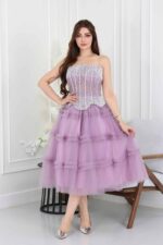 ⁦فستان سهرة ميدي طبقات⁩ - الصورة ⁦3⁩