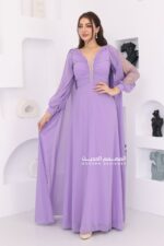 ⁦فستان سهرة بأكمام كيب⁩ - الصورة ⁦3⁩