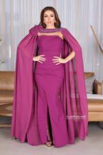 فستان سهرة بأكمام منديل فخمة