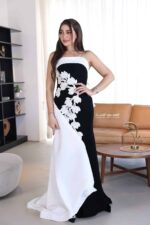 ⁦فستان سهرة بتطريز ورد⁩ - الصورة ⁦2⁩