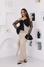 ⁦فستان سهرة بفيونكة راقية على الصدر⁩ - الصورة ⁦3⁩