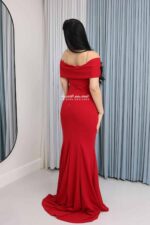 ⁦فستان سهرة سواريه بأكمام اوف شولدر⁩ - الصورة ⁦3⁩