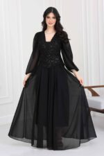 ⁦فستان سهرة شيفون مطرز ترتر⁩ - الصورة ⁦4⁩