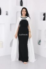 ⁦فستان سهرة ناعم بأكمام طويلة⁩ - الصورة ⁦2⁩