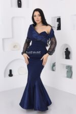 ⁦فستان سواريه بأكمام مطرزة⁩ - الصورة ⁦3⁩
