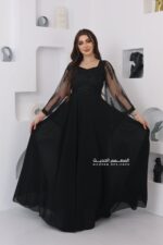 ⁦فستان سواريه بأكمام مطرزة أنيقه⁩ - الصورة ⁦2⁩