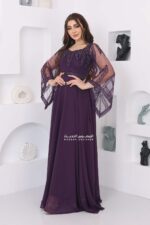 ⁦فستان سواريه بأكمام مطرزة أنيقه⁩ - الصورة ⁦3⁩