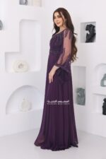 ⁦فستان سواريه بأكمام مطرزة أنيقه⁩ - الصورة ⁦5⁩