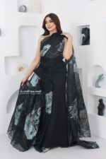 ⁦فستان سواريه ملكي بتطريز ورد⁩ - الصورة ⁦5⁩