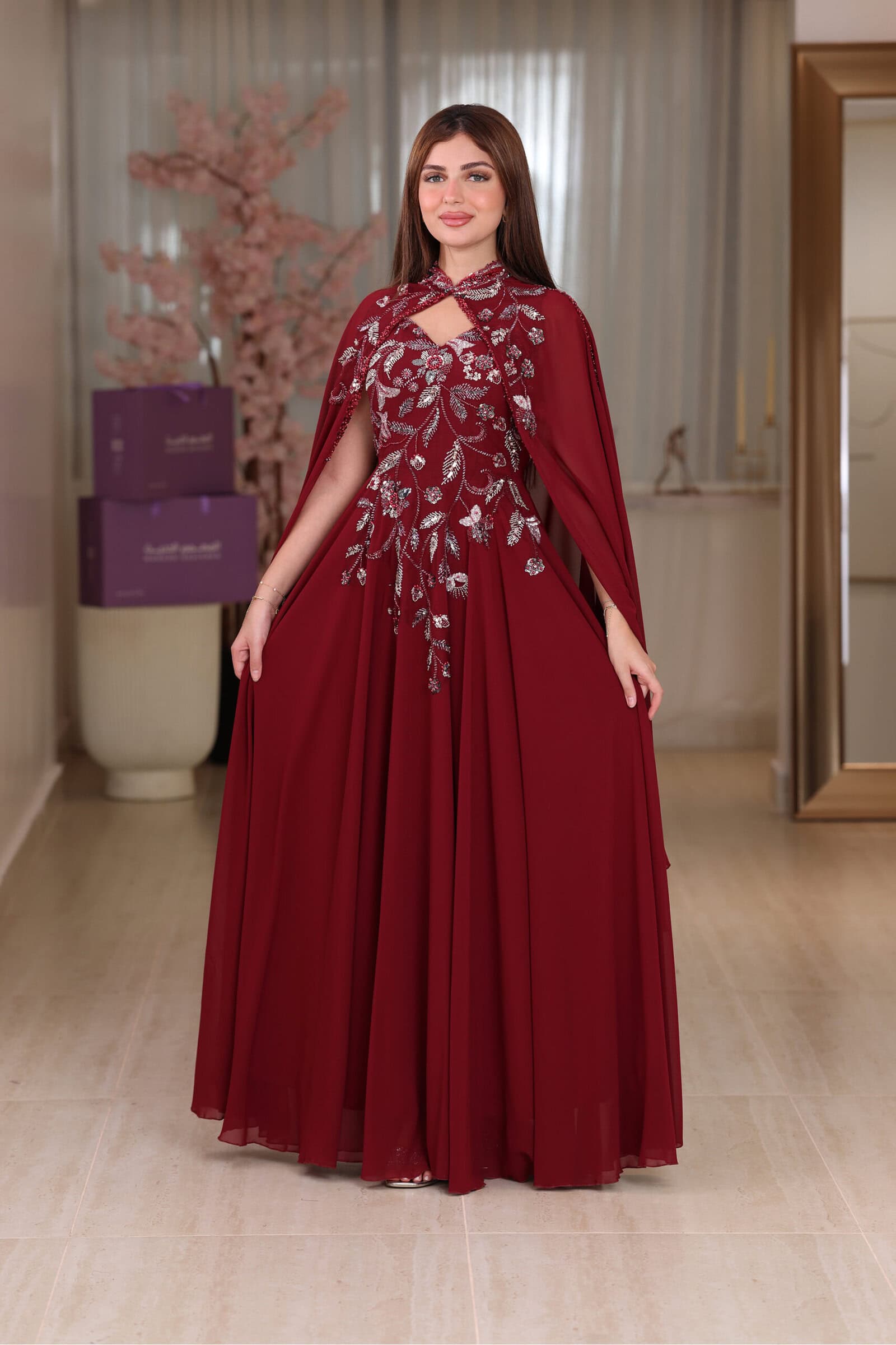 Fustan Sahrat Shifun Aniq فستان سهرة شيفون انيق